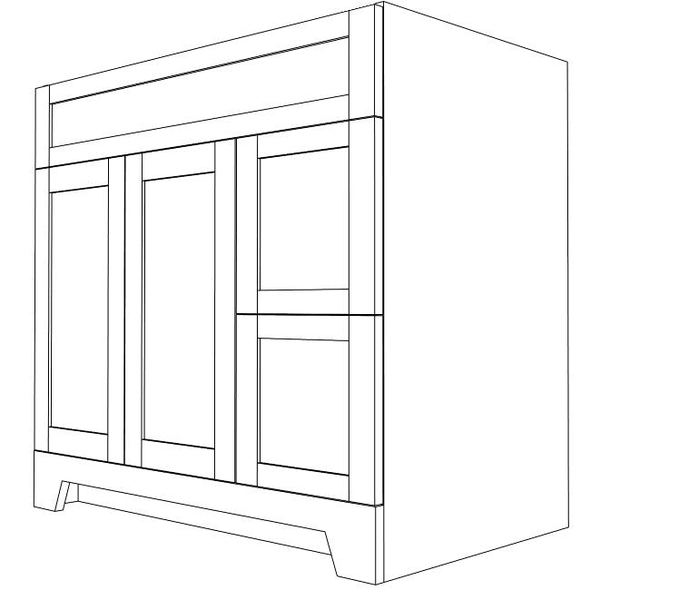 SSW-Bathroom Vanity Cabinets with Door &amp; Drawers - 36&quot; Right